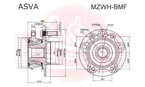 Ступица колеса Asva, передняя, арт. MZWH-BMF