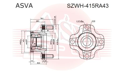 Ступица колеса | зад прав/лев Asva, арт. SZWH-415RA43