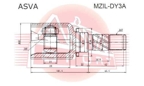 ШРУС Asva, внутренний, арт. MZIL-DY3A