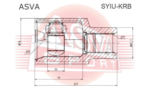 ШРУС Asva, передний, внутренний, арт. SYIU-KRB