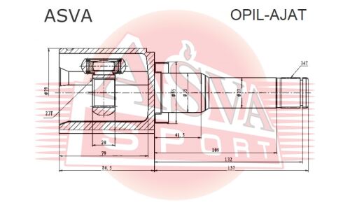 ШРУС Asva, передний, левый, внутренний, арт. OPIL-AJAT