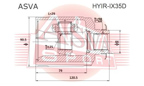 ШРУС Asva, передний, левый, внутренний, арт. HYIR-IX35D