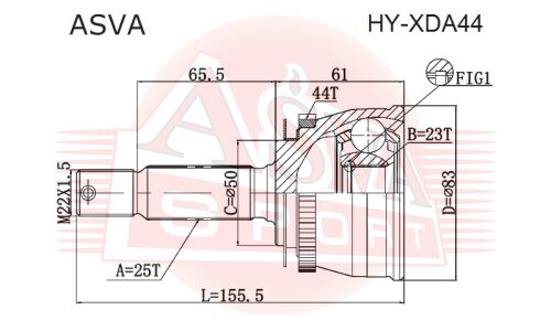 ШРУС Asva, передний, наружный, для Hyundai Elantra / Lantra, арт. HY-XDA44