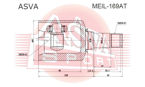 ШРУС Asva, передний, левый, внутренний, арт. MEIL-169AT