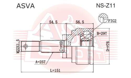 ШРУС Asva, передний, внешний, арт. NS-Z11