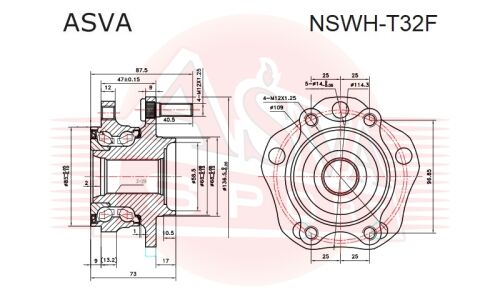 Ступица колеса Asva, для Nissan X-Trail / Qashqai, арт. NSWH-T32F