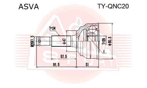 ШРУС Asva внешний, арт. TY-QNC20