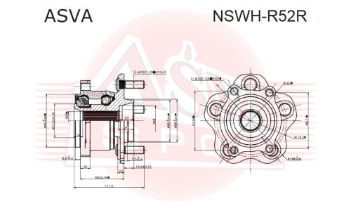 Ступица колеса Asva, задняя, арт. NSWH-R52R