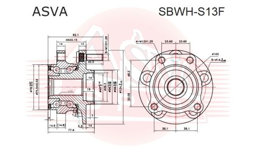 Ступица колеса Asva, арт. SBWH-S13F