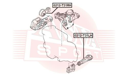 Подушка двигателя | прав Asva, арт. 0212-T31RH