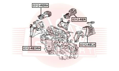 Подушка двигателя | перед лев Asva, арт. 0312-RELH