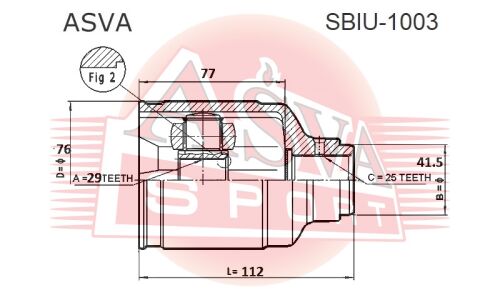 ШРУС внутренний | перед Asva, арт. SBIU-1003