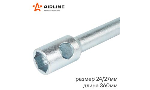 Ключ баллонный прямой Airline, для грузовых авто, 24/27мм, длина 360мм, кованный, с отверстием под вороток, арт. AK-B-08