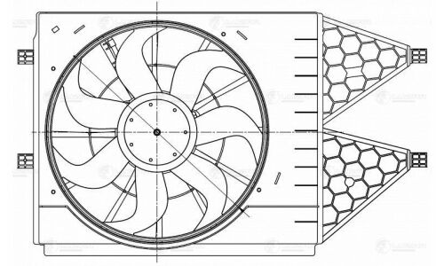 Вентилятор охлаждения радиатора Luzar, с кожухом, для Skoda Rapid, Volkswagen Polo, арт. LFK 1853