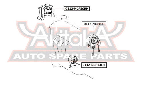 Опора (подушка) двигателя Asva, арт. 0112-NCP10R