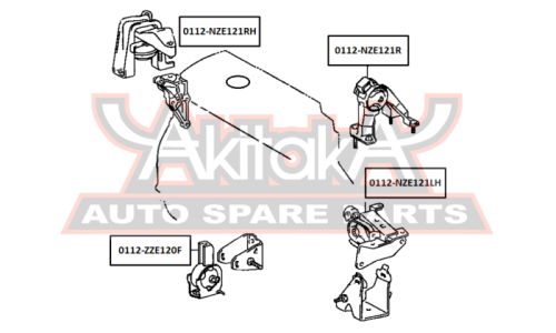 Подушка двигателя | лев Asva, арт. 0112-NZE121LH