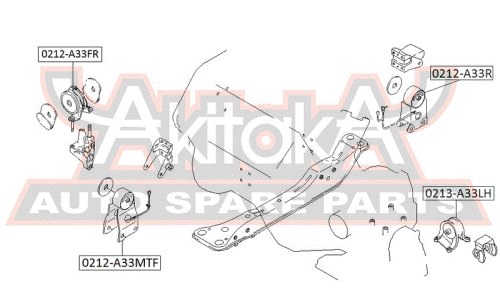Подушка двигателя | перед прав Asva, арт. 0212-A33FR