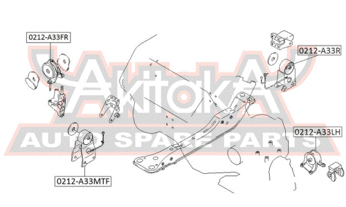 Подушка двигателя | перед прав Asva, арт. 0212-A33FR