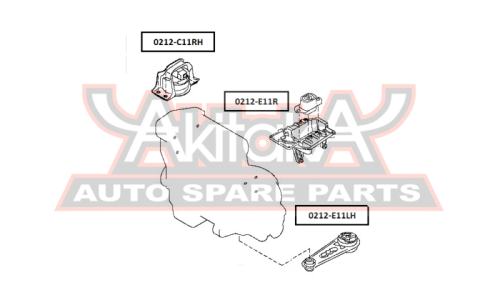 Опора (подушка) двигателя Asva, арт. 0212-E11LH