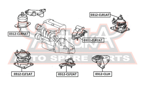 Подушка двигателя АТ | зад прав/лев Asva, арт. 0312-CLR1AT