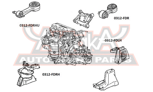 Подушка двигателя АТ | перед лев Asva, арт. 0312-FDLH