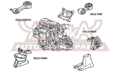 Подушка двигателя АТ | перед прав/лев Asva, арт. 0312-FDRHU