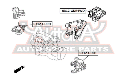 Опора (подушка) двигателя Asva, арт. 0312-GDR4WD