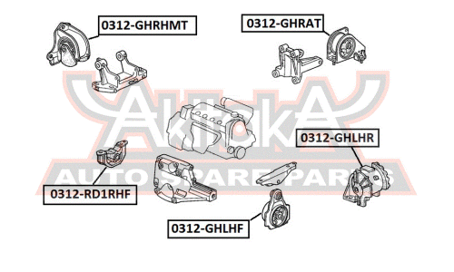 Опора (подушка) двигателя Asva, арт. 0312-GHLHF