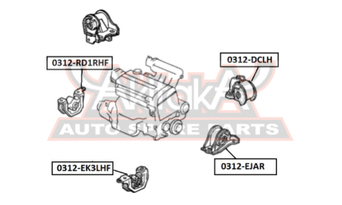 Опора (подушка) двигателя Asva, арт. 0312-RD1RHF