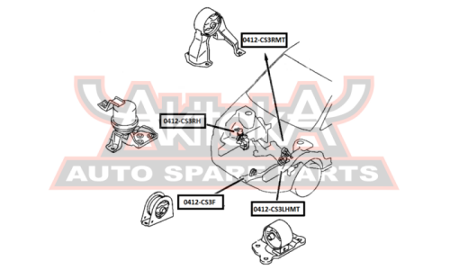 Подушка двигателя МТ | зад прав/лев Asva, арт. 0412-CS3RMT