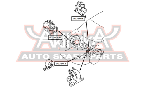 Подушка двигателя АТ | зад прав/лев Asva, арт. 0412-EAATR