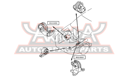 Подушка двигателя АТ | лев Asva, арт. 0412-EALH