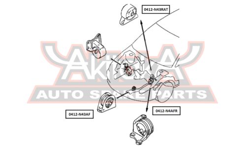 Опора (подушка) двигателя Asva, арт. 0412-N43AF