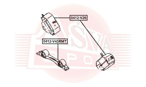 Опора (подушка) двигателя Asva, арт. 0412-V45RMT