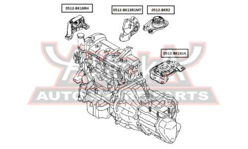 Подушка двигателя МТ | зад прав/лев Asva, арт. 0512-BK13R1MT