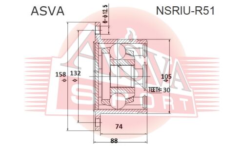ШРУС наружный | зад Asva, арт. NSRIU-R51