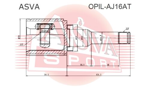 ШРУС внутренний | перед лев Asva, арт. OPIL-AJ16AT