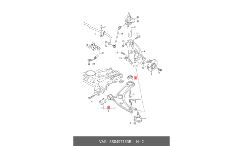 Сайлентблок переднего рычага VAG, арт. 8S0 407 183 B