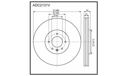 Диск тормозной Allies Nippon, передний, арт. ADC2131V