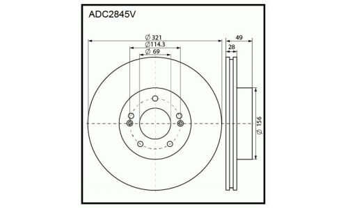 Диск тормозной Allies Nippon, передний, арт. ADC2845V