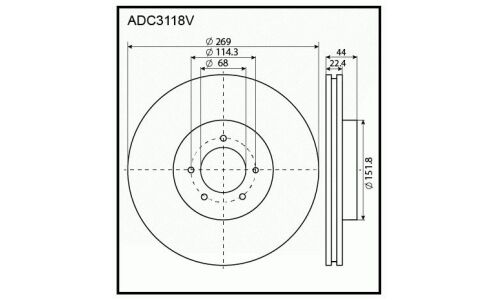 Диск тормозной Allies Nippon, передний, арт. ADC3118V