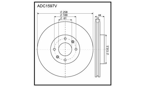 Диск тормозной Allies Nippon, передний, арт. ADC1597V
