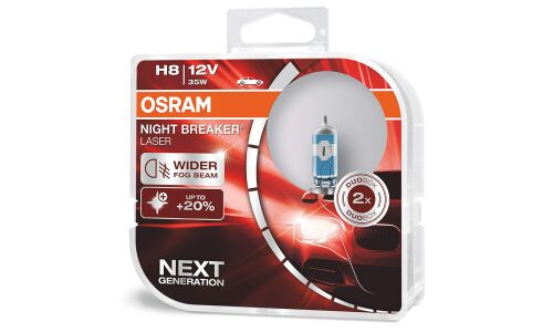 Лампа галогенная Osram Night Breaker Laser H8 (PGJ19-1, T11), 12В, 35Вт, 3200К, комплект 2 шт, арт. 64212NL-HCB