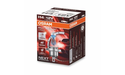 Лампа галогенная Osram Night Breaker Laser H4 (P43t, T16), 12В, 60/55Вт, 3900К, 1 шт, арт. 64193NL