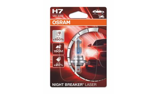 Лампа галогенная Osram Night Breaker Laser H7 (PX26d, T11), 12В, 55Вт, 3200К, 1 шт, арт. 64210NL-01B