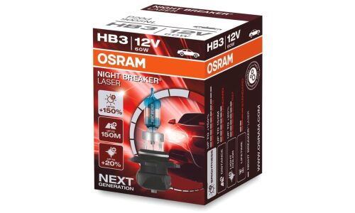 Лампа галогенная Osram Night Breaker Lazer HB3(9005) (P20d, T12), 12В, 60Вт, 3200К, 1 шт, арт. 9005NL