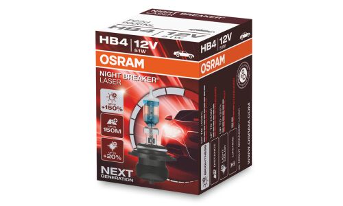 Лампа галогенная Osram Night Breaker Laser HB4(9006) (P22d, T12), 12В, 51Вт, 3200К, 1 шт, арт. 9006NL
