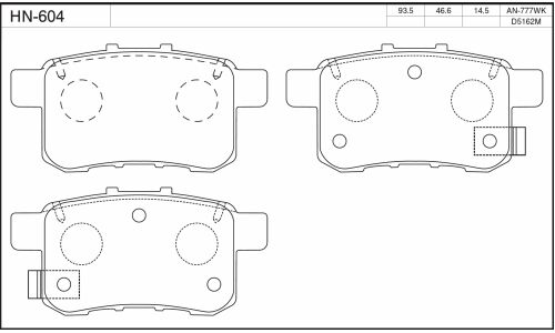 Колодки тормозные jFBK дисковые, арт. HN-604