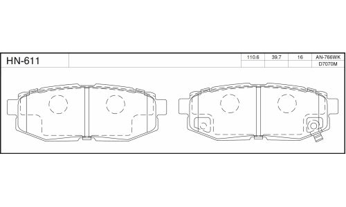 Колодки тормозные jFBK дисковые, арт. HN-611
