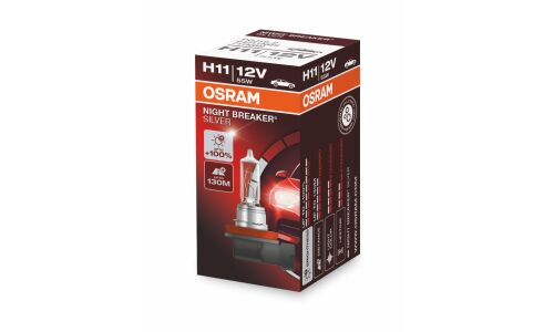 Лампа галогенная Osram Night Breaker Silver H11 (PGJ19-2, T11), 12В, 55Вт, 3200К, 1 шт, арт. 64211NBS